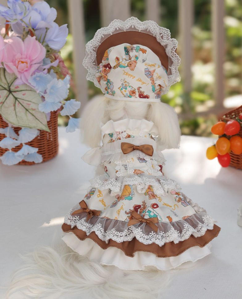PawsCube Dog Cat Lolita Costume: Breathable Cotton + Tulle Skirt, Perfect for Photo Shoots & Parties